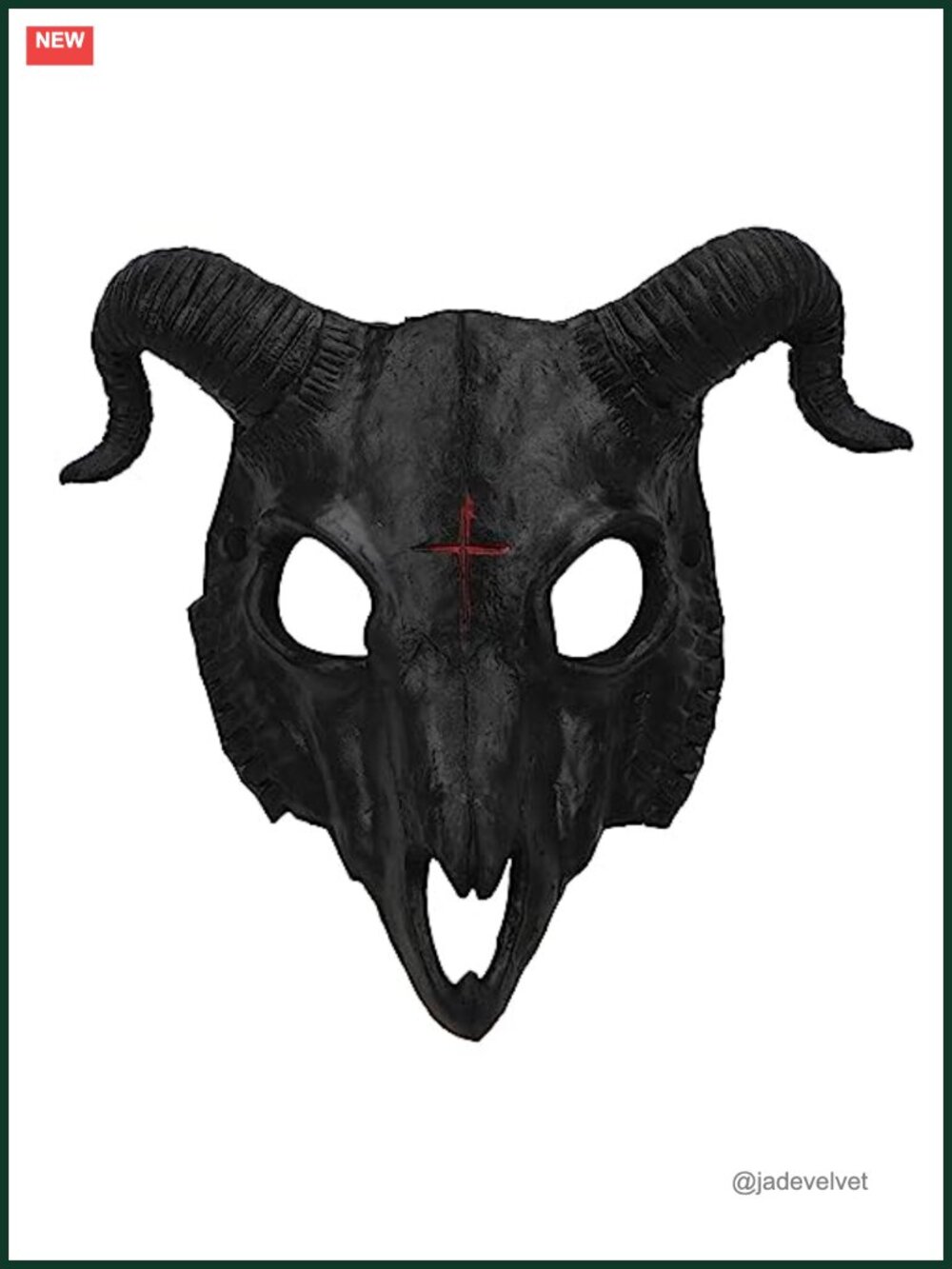 PURFUN Gothic Goat Head Skull Mask Ram Horns Polyurethane Cosplay Halloween Prop